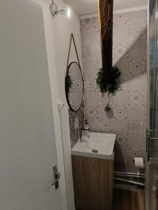 ein Bad mit einem Waschbecken und einem Spiegel in der Unterkunft 29 Rue Mellaise, Appartement 3 pièces in Niort