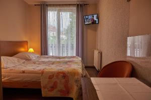 シュクラルスカ・ポレンバにあるWilla Potokiのベッドと窓が備わるホテルルーム