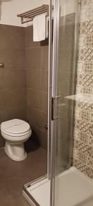 La salle de bains est pourvue d'une douche et de toilettes. dans l'établissement Welcome to I Colori di Napoli, à Naples