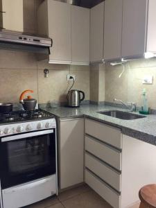 a kitchen with a stove and a sink at Departament de categoría excelente ubicación in Mendoza