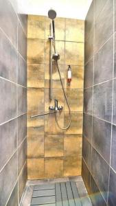 a shower with a hose in a bathroom at Vilnius town square apartments SELF CHECK-IN 24h by H&H in Vilnius +28 photos