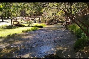 a bridge over a river with a bridge at Serenity House Casa Huaxtla del Arenal in Huastla