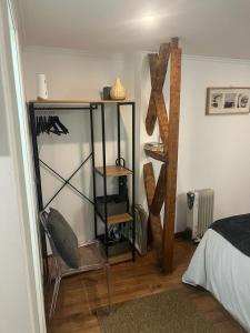 a room with a glass shelf in a bedroom at Alfama authentic Lisbon in Lisbon +26 photos