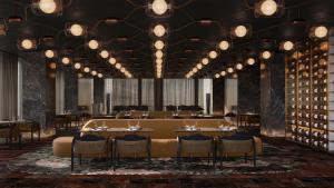 a rendering of a dining room with a table and chairs at InterContinental Wuxi Taihu New City in Wuxi