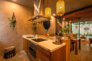 Kuchyň nebo kuchyňský kout v ubytování Luz de Luna Tulum Villa II