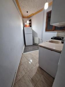 eine kleine Küche mit Spüle und Kühlschrank in der Unterkunft Amazing TaKSIM Apartment 2 in Istanbul