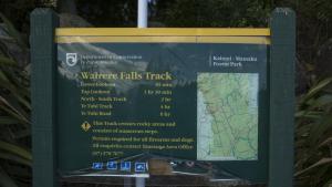 a sign for a waterride rails track at Maple Lodge Motel in Matamata