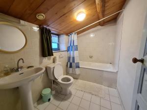 a bathroom with a sink and a toilet and a tub at Maison de charme avec WiFi au cœur du Marais Poitevin, jardin clos, barque et vélos, 4 chambres - FR-1-426-146 in Benet +15 photos