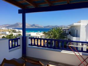 a balcony with a view of the ocean at Selini Studios in Koufonisia