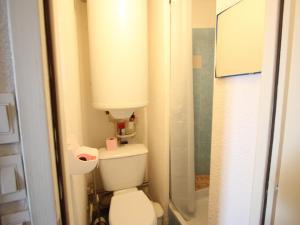 une petite salle de bain avec toilettes et douche dans l'établissement Appartement 2 pièces + cabine, 6 places, 36m², proche pistes, balcon, exposé Sud-Ouest - FR-1-340-275, à Chamrousse