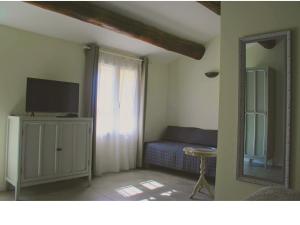 TV a/nebo společenská místnost v ubytování Maison d'hôtes La Bignone
