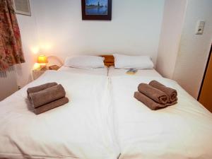 ノルトダイヒにあるHoliday Home Windrad by Interhomeのタオル付きのドミトリールームのベッド2台