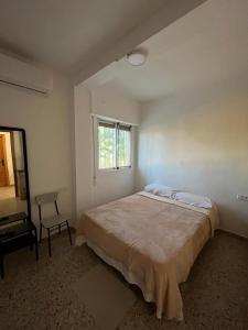 een slaapkamer met een groot bed en een raam bij VillaNord in Cheste