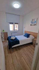 - une chambre avec un lit et du parquet dans l'établissement Apartamento Aires de Tineo, à Oviedo
