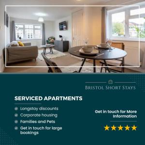 a living room with a table and a couch at Bristol Short Stays Redland Free Parking! in Bristol