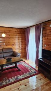 a living room with a couch and a television at Olja Guest House in Žabljak