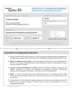 L`Escale Lam-Air في Rivière-au-Tonnerre: صورة شاشة لصفحة مستندات الدفع بالشهادة على الموقع