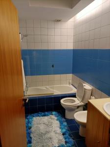 a bathroom with a tub and a toilet and a sink at O Cantinho do Arnaldo in Viana do Castelo +6 photos
