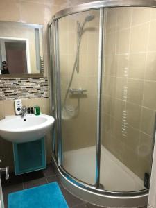 a bathroom with a shower and a sink at 2 Bedroom Property Independent with Pakring in High Wycombe