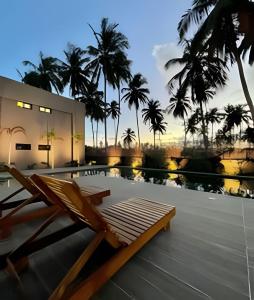 佩德拉斯港的住宿－Apartamento Patacho em Milagres，从棕榈树屋屋顶上欣赏美景