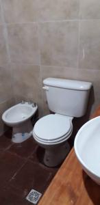 een badkamer met een toilet en een wastafel bij PORTAL DE LA OVEJERIA in Tafí del Valle