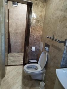 e bagno con servizi igienici e doccia. di Heart of Pernik apartment a Pernik