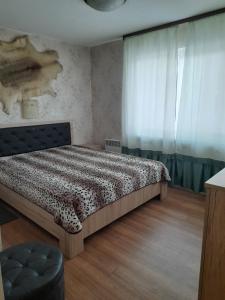 Dvarči的住宿－viesu māja "Osmany"，一间卧室设有一张床和一个窗口