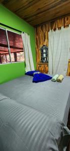 een groot bed in een kamer met een groene muur bij Sierra Minca SEDE II in Arimaca