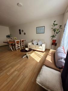 a living room with a couch and a table at Depto. Pucón in San Cristóbal de Las Casas