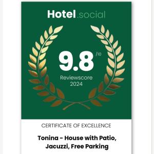 Certifikát, hodnocení, plakát nebo jiný dokument vystavený v ubytování Tonina - house with terrace, jacuzzi, free parking