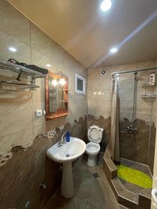 a bathroom with a sink and a toilet and a shower at Elco in Zugdidi