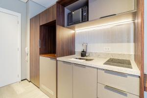 圣保罗Iconyc Charlie Ibirapuera Hotel的带水槽和台面的厨房