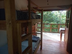 a couple of bunk beds in a room with a window at TOnat Caribe Hostel01 in West End