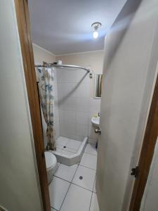 een badkamer met een toilet en een wastafel bij rodrich business apartment in Lima