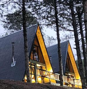 エルバサンにあるVilat Alpine Golden Gjinarの黒屋根の家