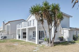 a white house with a palm tree in front of it at 9 on Dolfyn in Yzerfontein