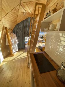 a view of the inside of a tiny house at Gabua Glamping in Kazbegi