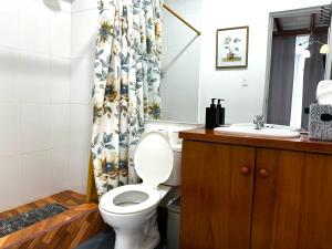 a bathroom with a toilet and a sink at Suite Agua - The Garden House - Independiente, Piscina, BBQ, Jardín, Terraza, Pedro Vicente Maldonado in Pedro Vicente Maldonado +27 photos