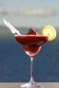 a drink in a martini glass with a lime at Alma Del Lago Suites & Spa in San Carlos de Bariloche