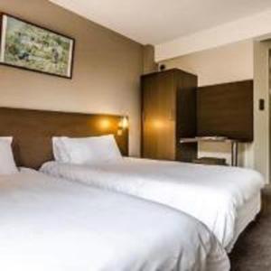 Ένα ή περισσότερα κρεβάτια σε δωμάτιο στο Hotel Victor Hugo