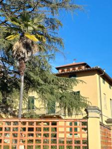 Case Malva的住宿－Villa Al Ponte，一座建筑前的棕榈树