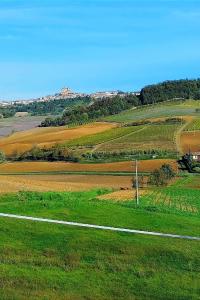 una vista aérea de un campo con una carretera en Appartamento LA VALLE Sala Monferrato, en Sala Monferrato