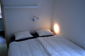 ロキトニツェ・ナト・イゼロウにあるHorská Chata U Vlekuの枕2つが備わるドミトリールームのベッド1台分です。