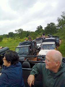 a group of people riding in the back of vehicles at Kithmi Resort in Polonnaruwa
