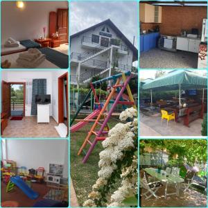 a collage of photos of a house with a slide at Casa Carina in Jupiter