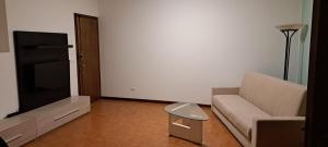 a living room with a couch and a flat screen tv at APPARTAMENTO SERENA in Bagnolo Mella
