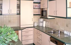 a kitchen with white cabinets and a sink at Amazing Apartment In Pllau Am Greim With 4 Bedrooms And Wifi in Sankt Peter am Kammersberg