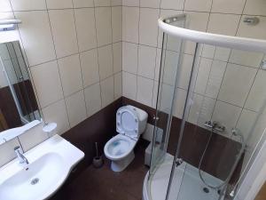 a bathroom with a sink and a toilet and a shower at La'Vista in Smolyan