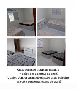 a collage of four pictures of a room with beds at Espaço Sol e Mar - Praia Azul/PB in Pitimbu