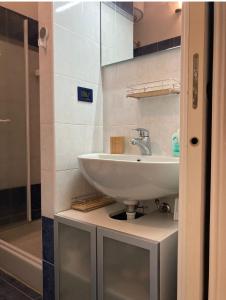 een badkamer met een wastafel en een douche bij CASA PALOMA in Sanremo